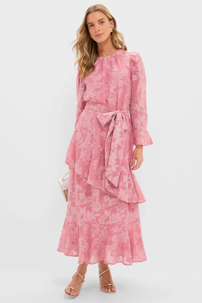 Pink Chiffon Floral Jacquard Sasha Dress sold by Tuckernuck product image thumbnail 3