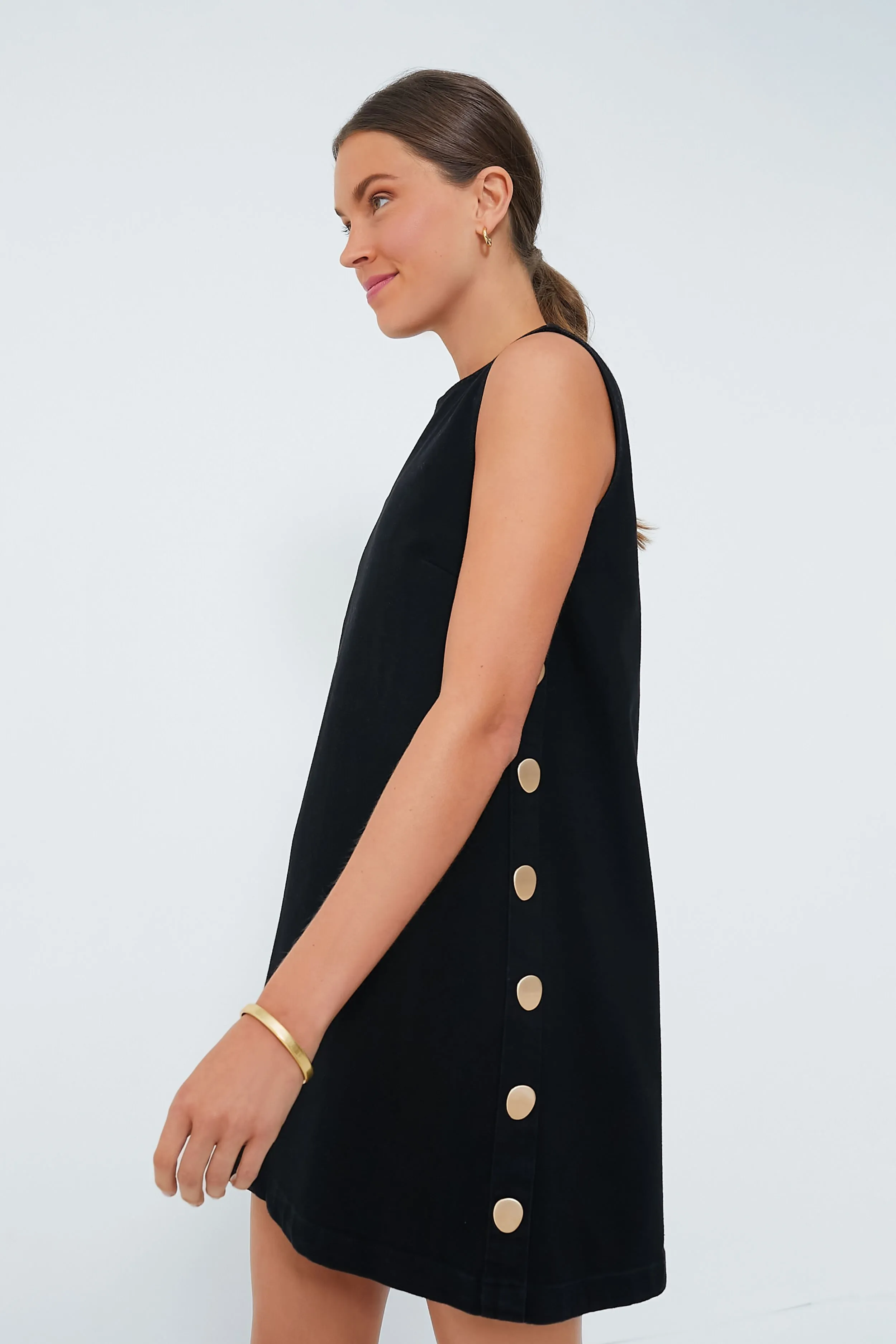 Black Bitsy Twill Mini Swing Dress sold by Tuckernuck product image thumbnail 3