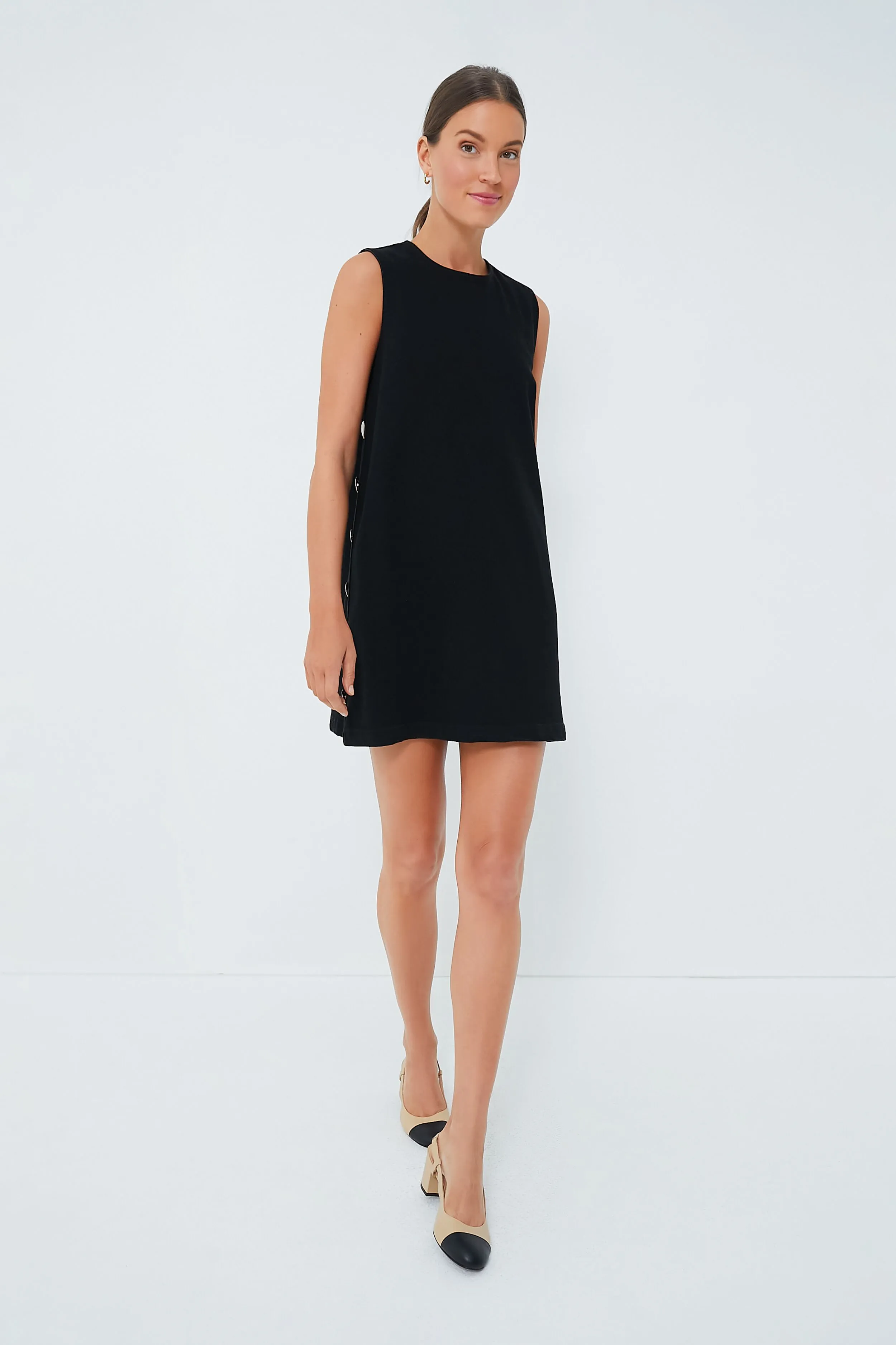 Black Bitsy Twill Mini Swing Dress sold by Tuckernuck product image thumbnail 2