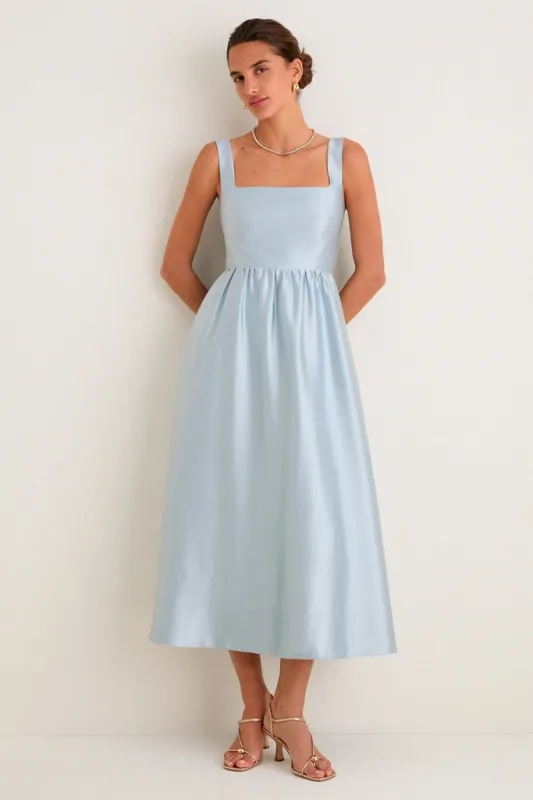 Pewter Blue Dupioni Esme Dress sold by Tuckernuck