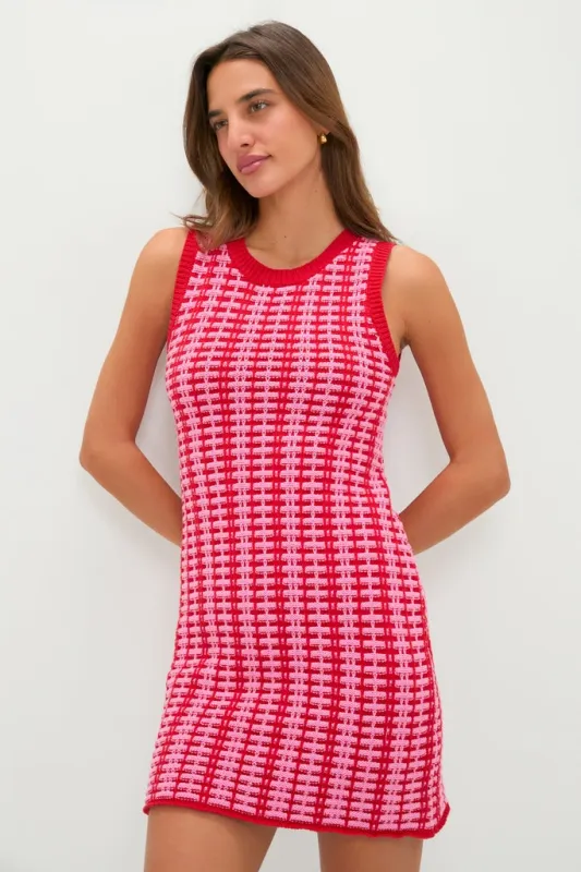 Pink & Red Knit Dellacorte Mini Dress made by Hyacinth House