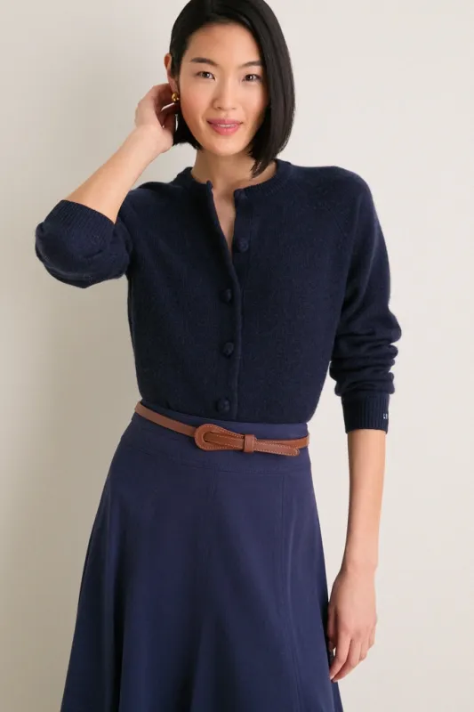 Navy Cashmere Knot Button Phoebe Cardigan sold by Tuckernuck