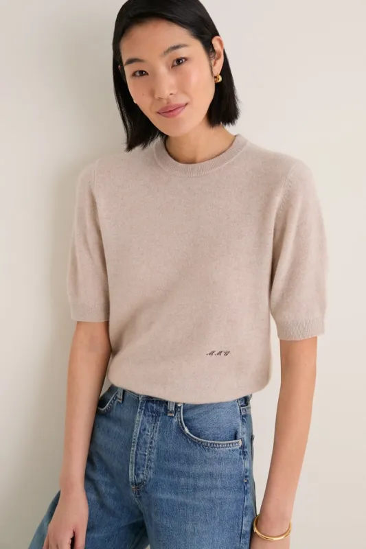 Sandstone Cashmere Short Sleeve Noemie Sweater sold by Tuckernuck