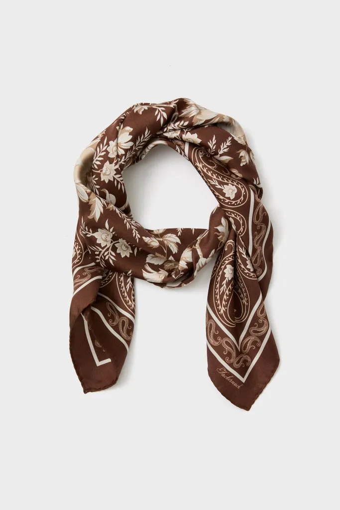 Brown Floral Medium Silk Scarf sold by Tuckernuck product image thumbnail 3