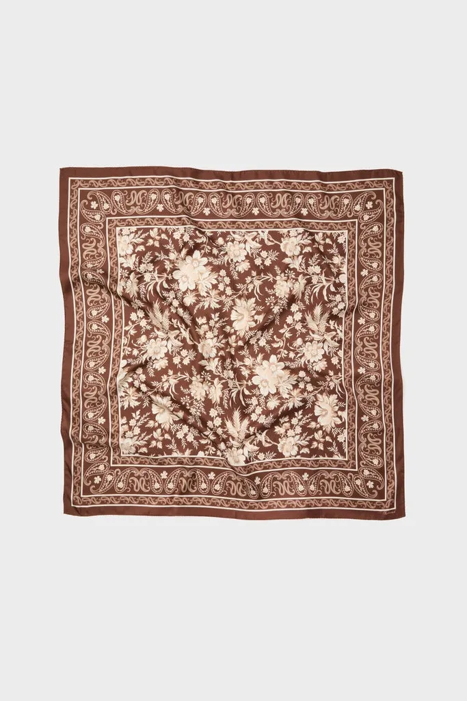 Brown Floral Medium Silk Scarf sold by Tuckernuck
