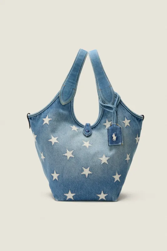 Christy Wash Denim Stars Tote sold by Tuckernuck