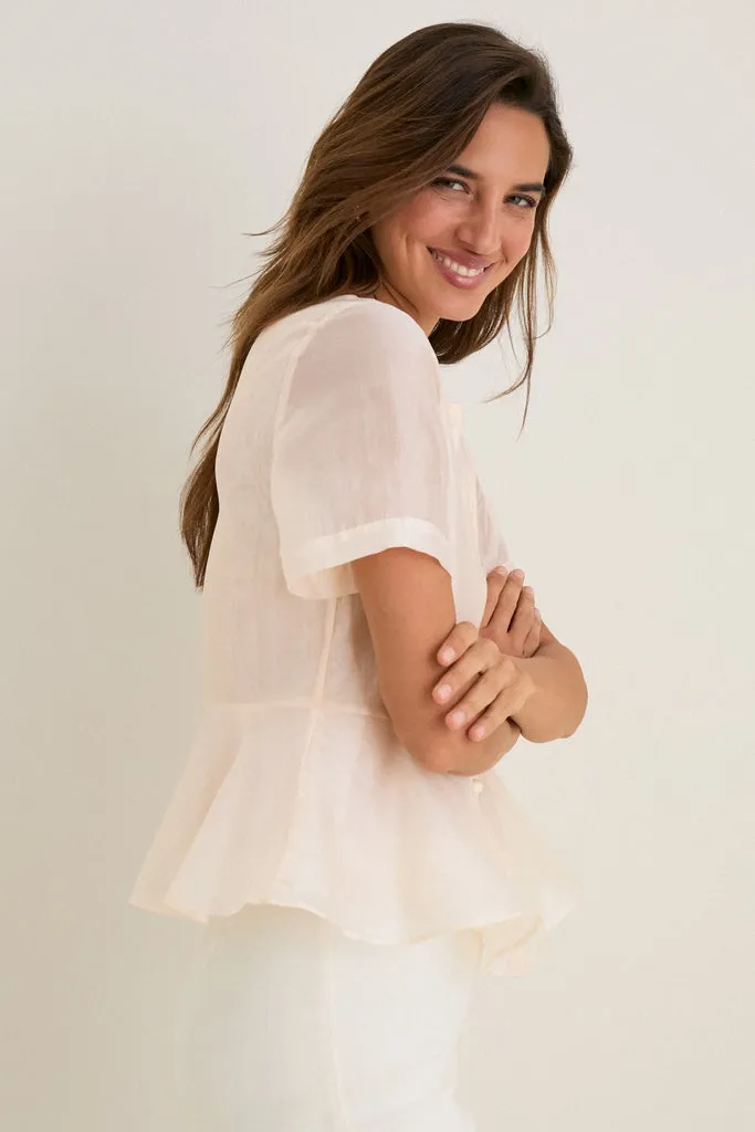 Peach Dust Organza Peplum Sylvette Blouse sold by Tuckernuck product image thumbnail 3