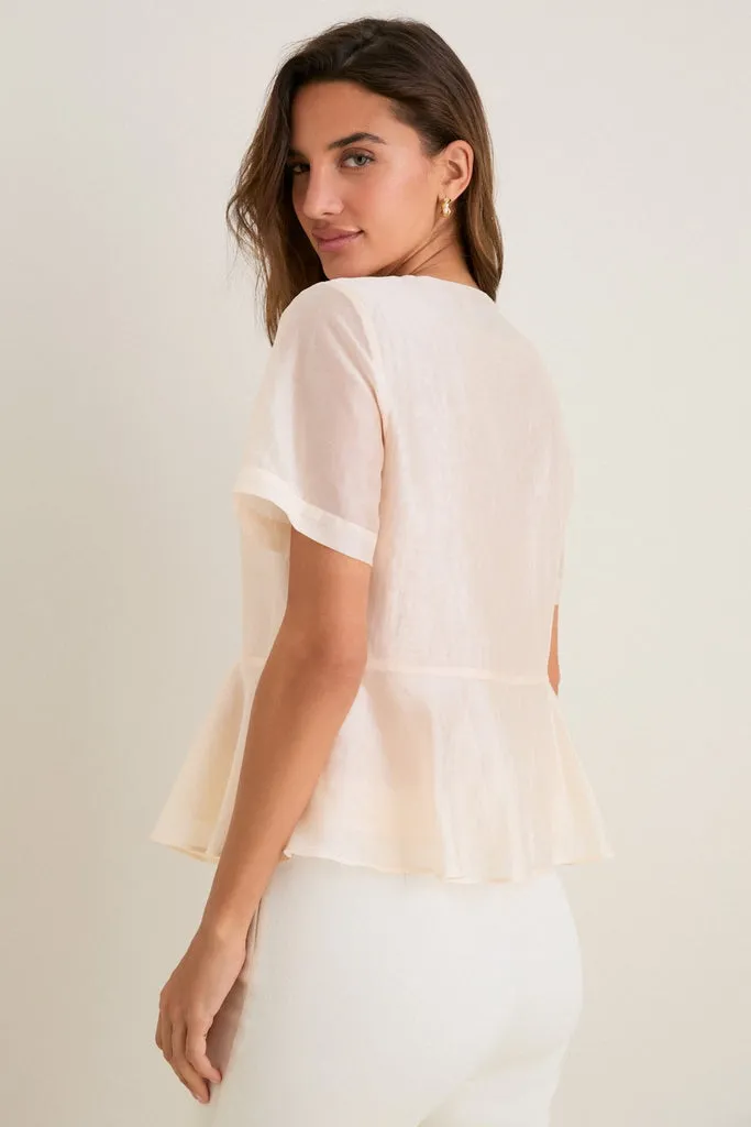 Peach Dust Organza Peplum Sylvette Blouse sold by Tuckernuck product image thumbnail 4