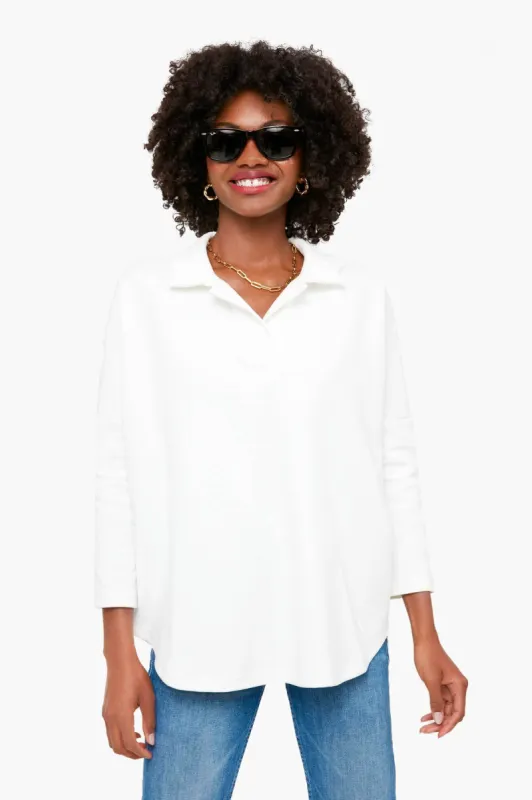 White Easy Polo Swing Sweatshirt sold by Tuckernuck