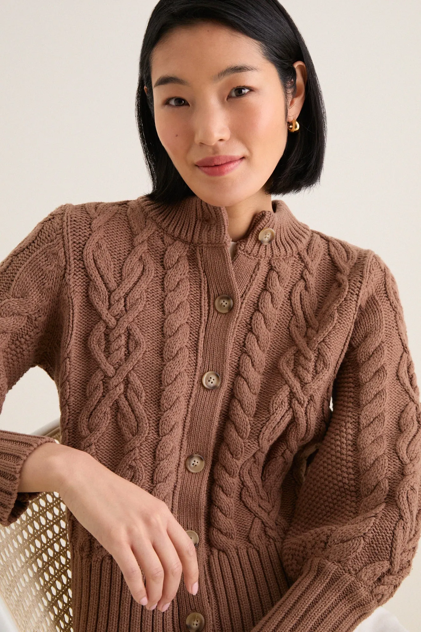 Mocha Cotton Colette Cardigan sold by Tuckernuck product image thumbnail 5