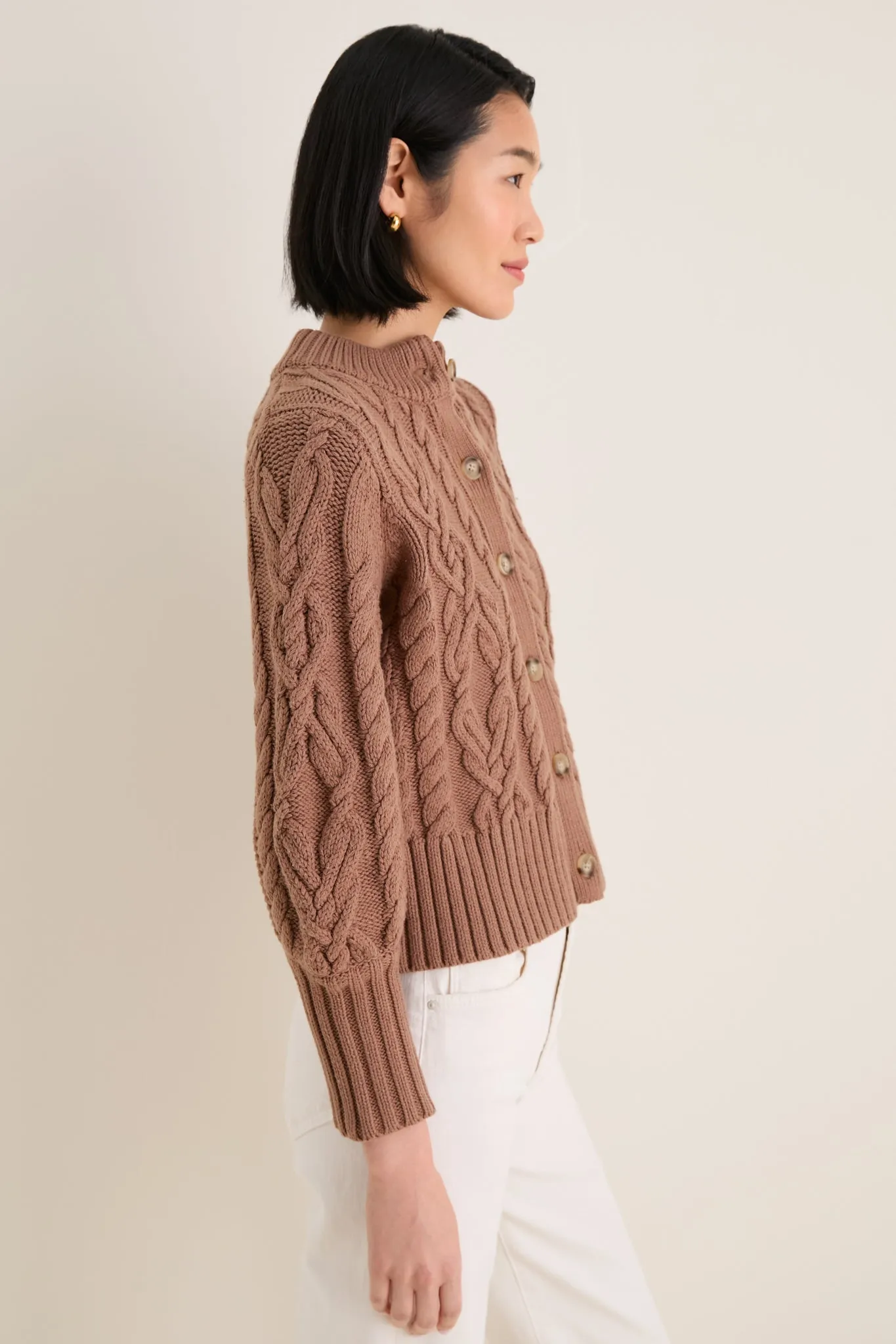 Mocha Cotton Colette Cardigan sold by Tuckernuck product image thumbnail 3