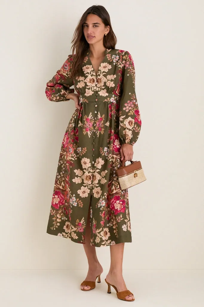 Olive Ornate Floral Serena Dress sold by Tuckernuck product image thumbnail 3