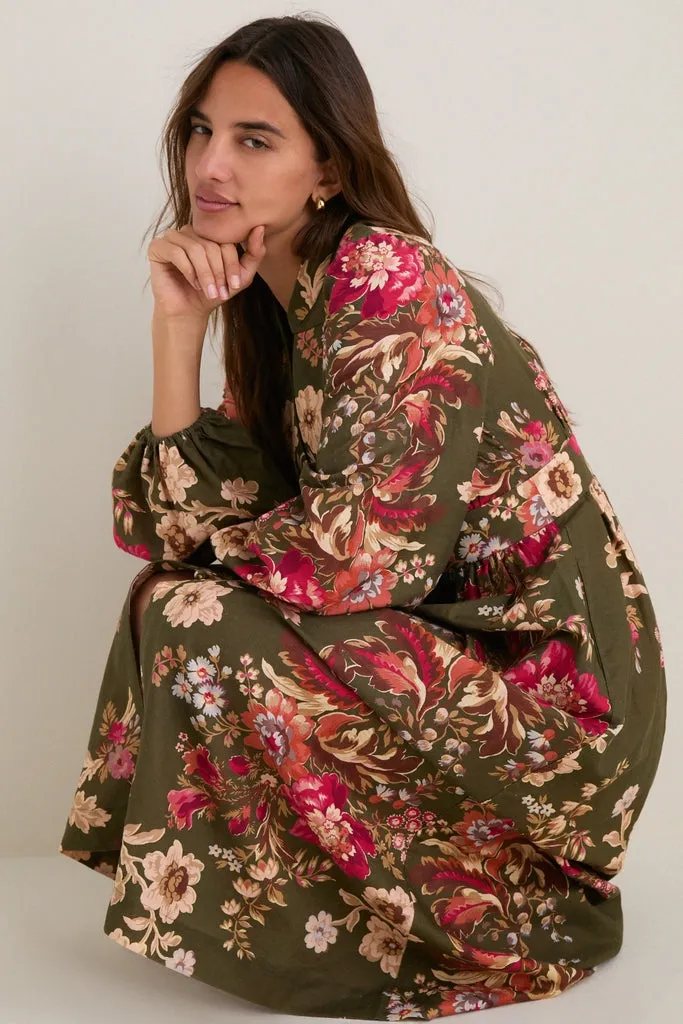 Olive Ornate Floral Serena Dress sold by Tuckernuck product image thumbnail 4