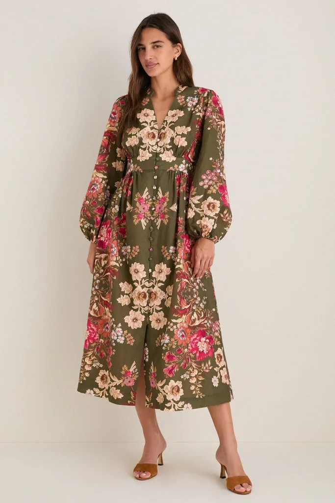 Olive Ornate Floral Serena Dress sold by Tuckernuck