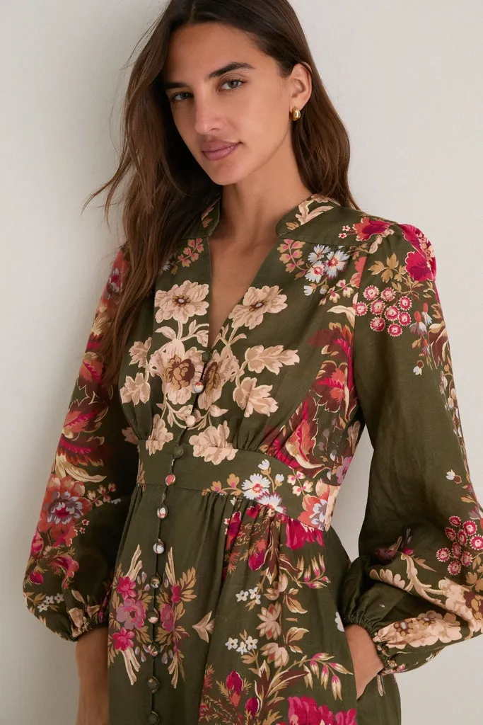 Olive Ornate Floral Serena Dress sold by Tuckernuck product image thumbnail 2