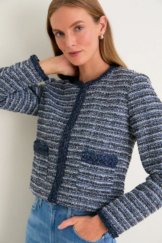 Blue Multi Tweed Fringe Cropped Gilles Jacket sold by Tuckernuck product image thumbnail 5