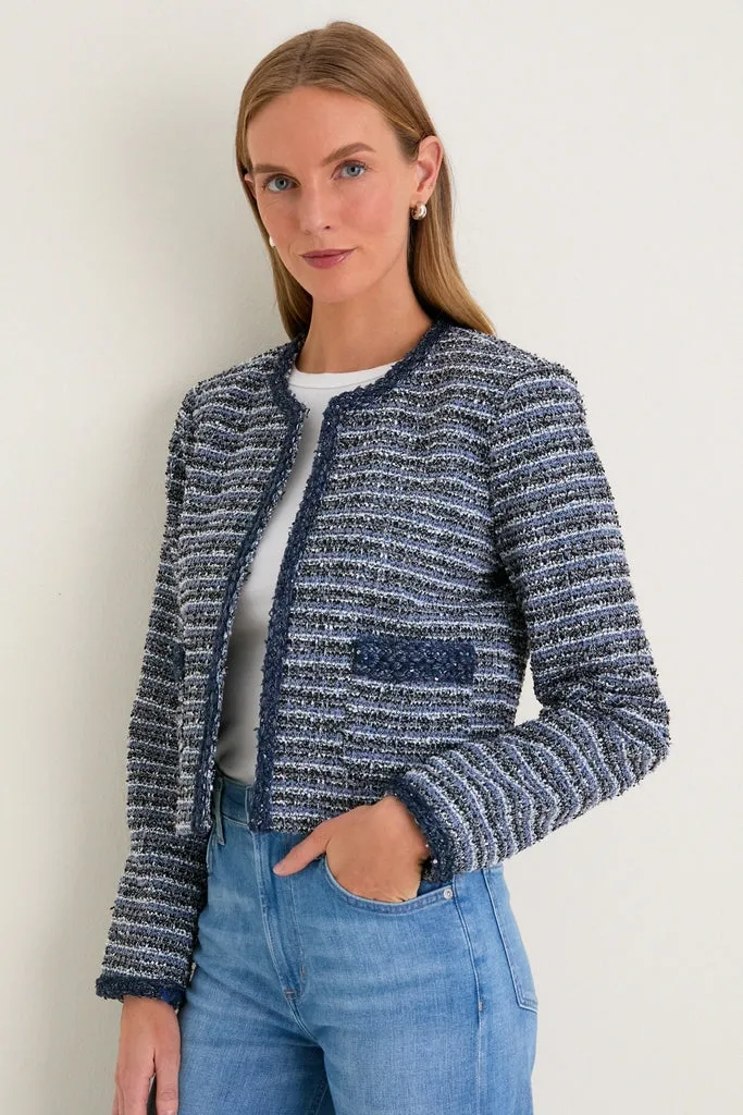 Blue Multi Tweed Fringe Cropped Gilles Jacket sold by Tuckernuck