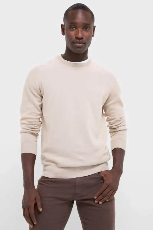 Mist Pima Cotton Crewneck Sweater made by Barbour