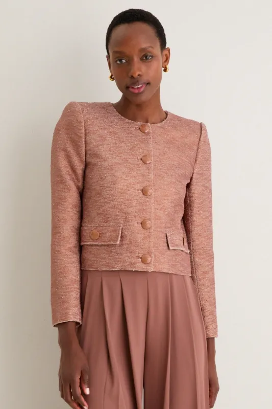 Light Auburn Zell Collarless Jacket made by L'AGENCE