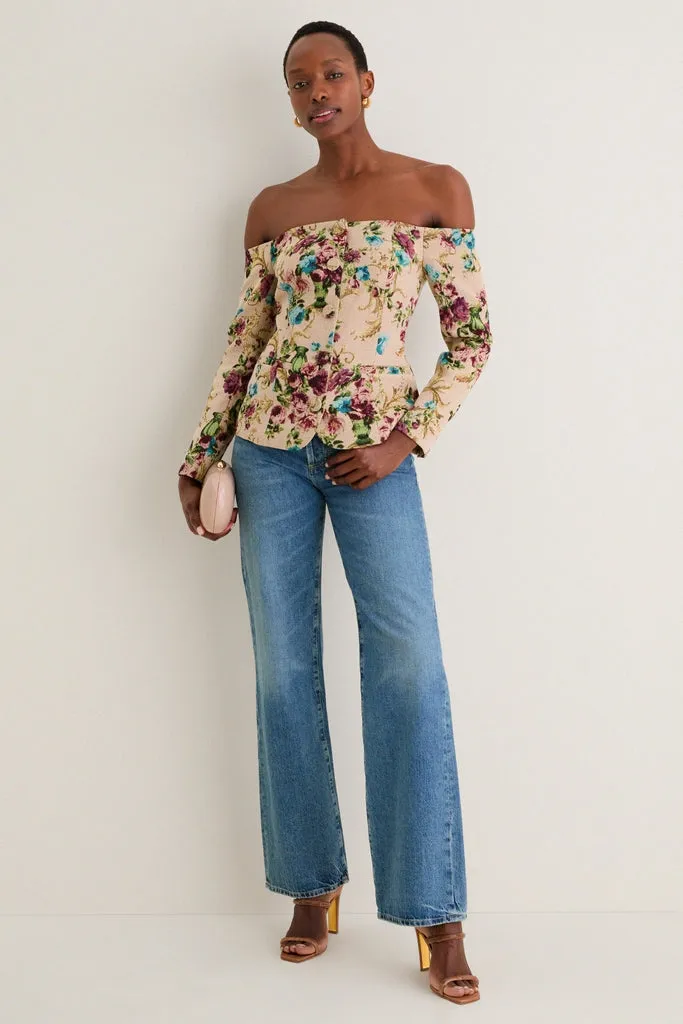 Multi Floral Tapestry Alice Off The Shoulder Blazer sold by Tuckernuck product image thumbnail 2