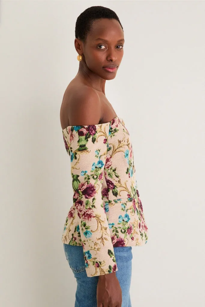 Multi Floral Tapestry Alice Off The Shoulder Blazer sold by Tuckernuck product image thumbnail 3
