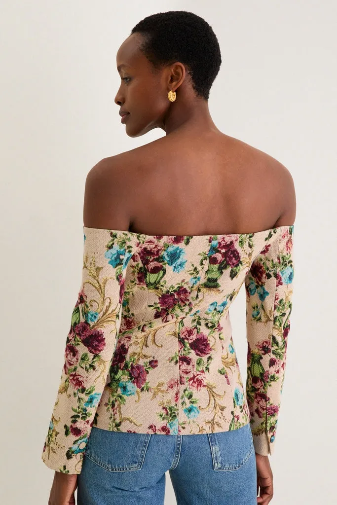 Multi Floral Tapestry Alice Off The Shoulder Blazer sold by Tuckernuck product image thumbnail 4