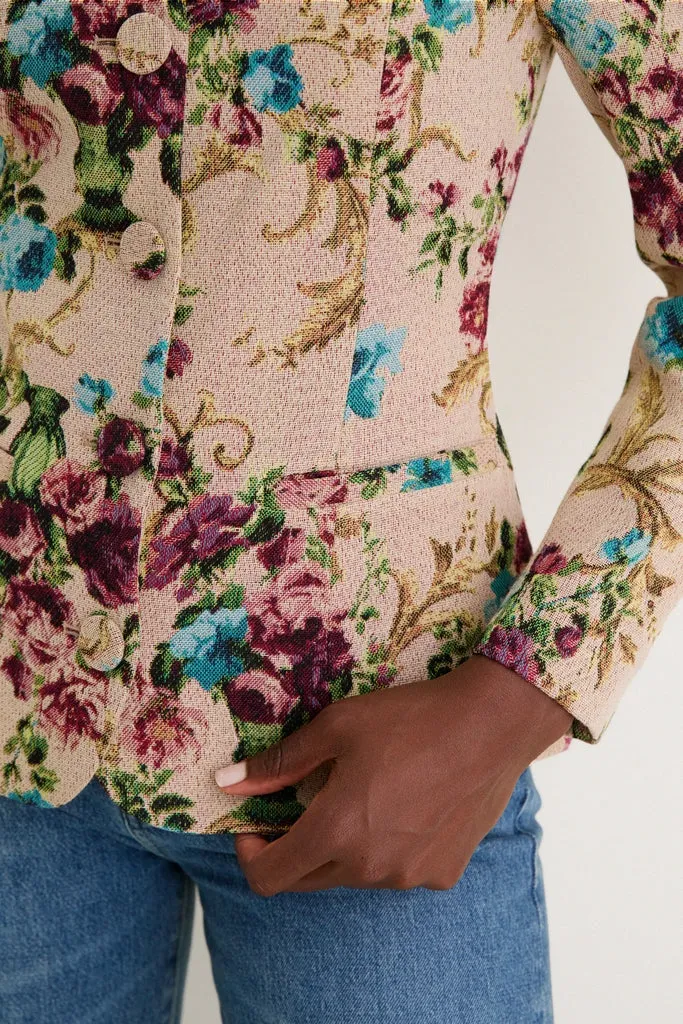 Multi Floral Tapestry Alice Off The Shoulder Blazer sold by Tuckernuck product image thumbnail 5