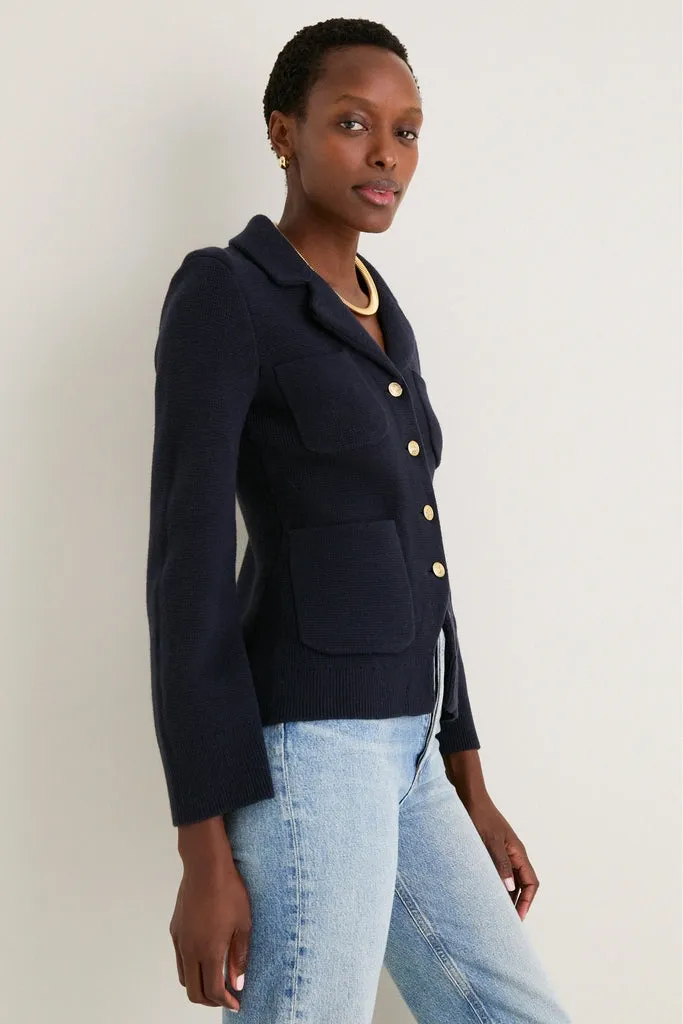 Navy London Sweater Jacket in Cotton Cashmere sold by Tuckernuck product image thumbnail 3