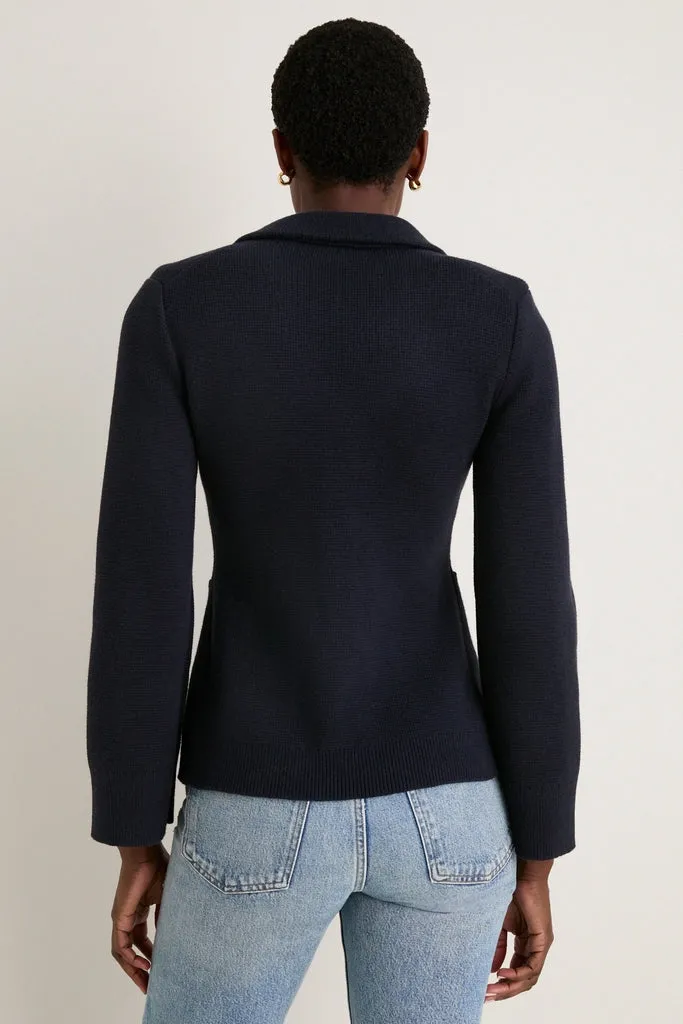 Navy London Sweater Jacket in Cotton Cashmere sold by Tuckernuck product image thumbnail 4