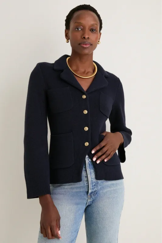 Navy London Sweater Jacket in Cotton Cashmere sold by Tuckernuck
