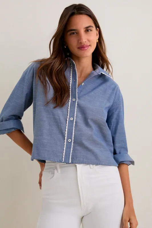 Chambray Cropped Jasper Button Down sold by Tuckernuck