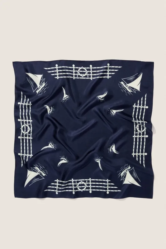 Navy Ships Medium Silk Scarf sold by Tuckernuck