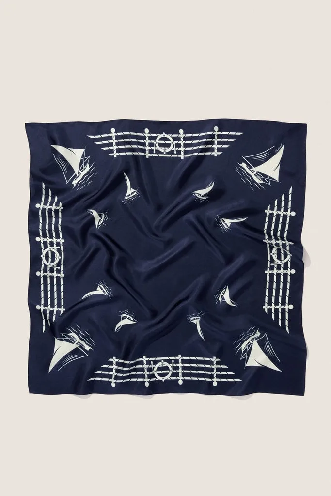 Navy Ships Medium Silk Scarf sold by Tuckernuck