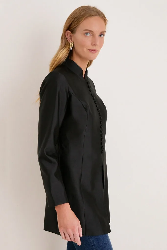 Black Dupioni Mandarin Collar Tamara Tunic sold by Tuckernuck product image thumbnail 3