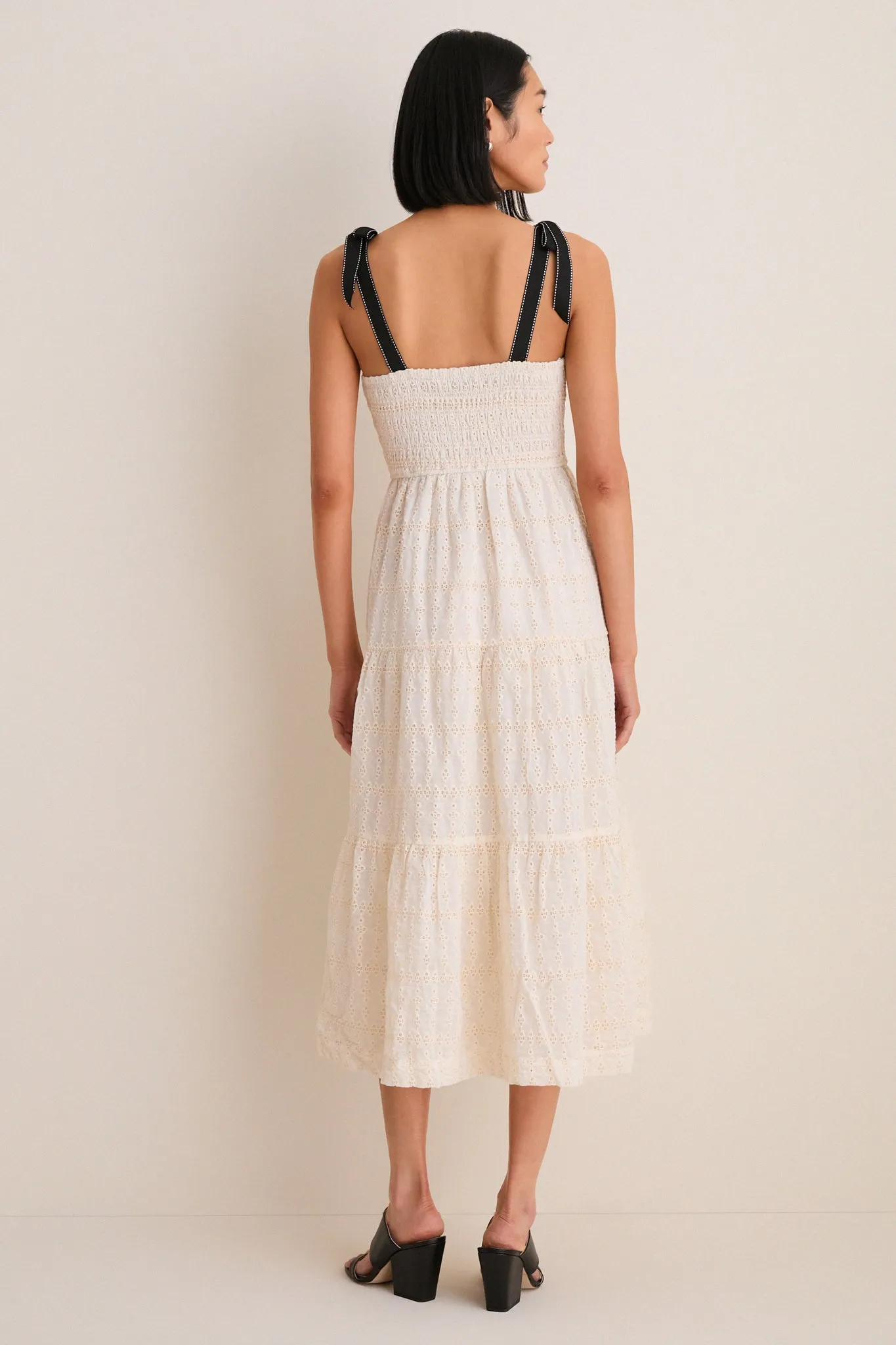 Cream Jayla Embroidery Eyelet Smocked Midi Dress sold by Tuckernuck product image thumbnail 5