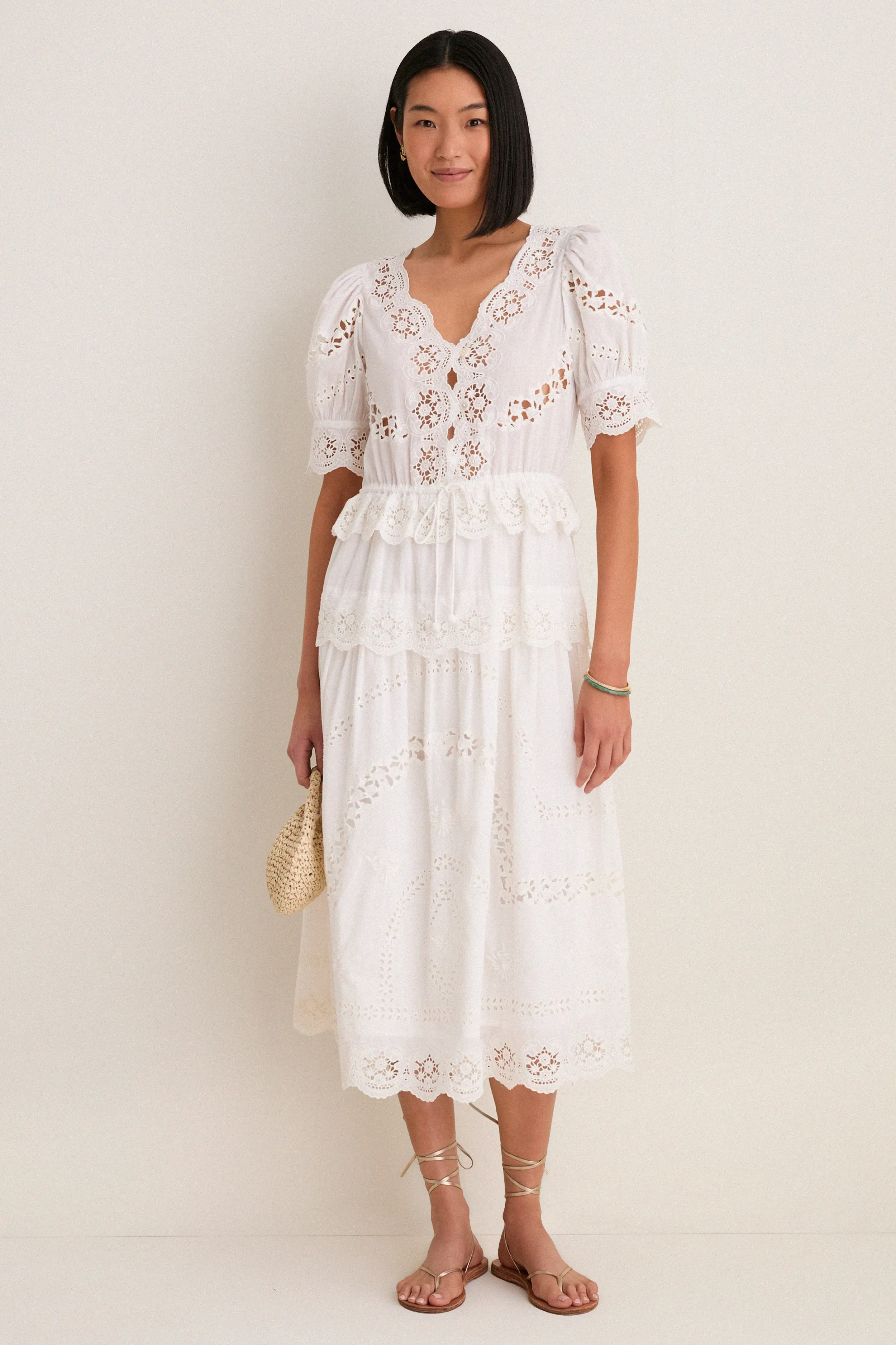 Cream Sofia Embroidery Puff Sleeve Dress sold by Tuckernuck product image thumbnail 2