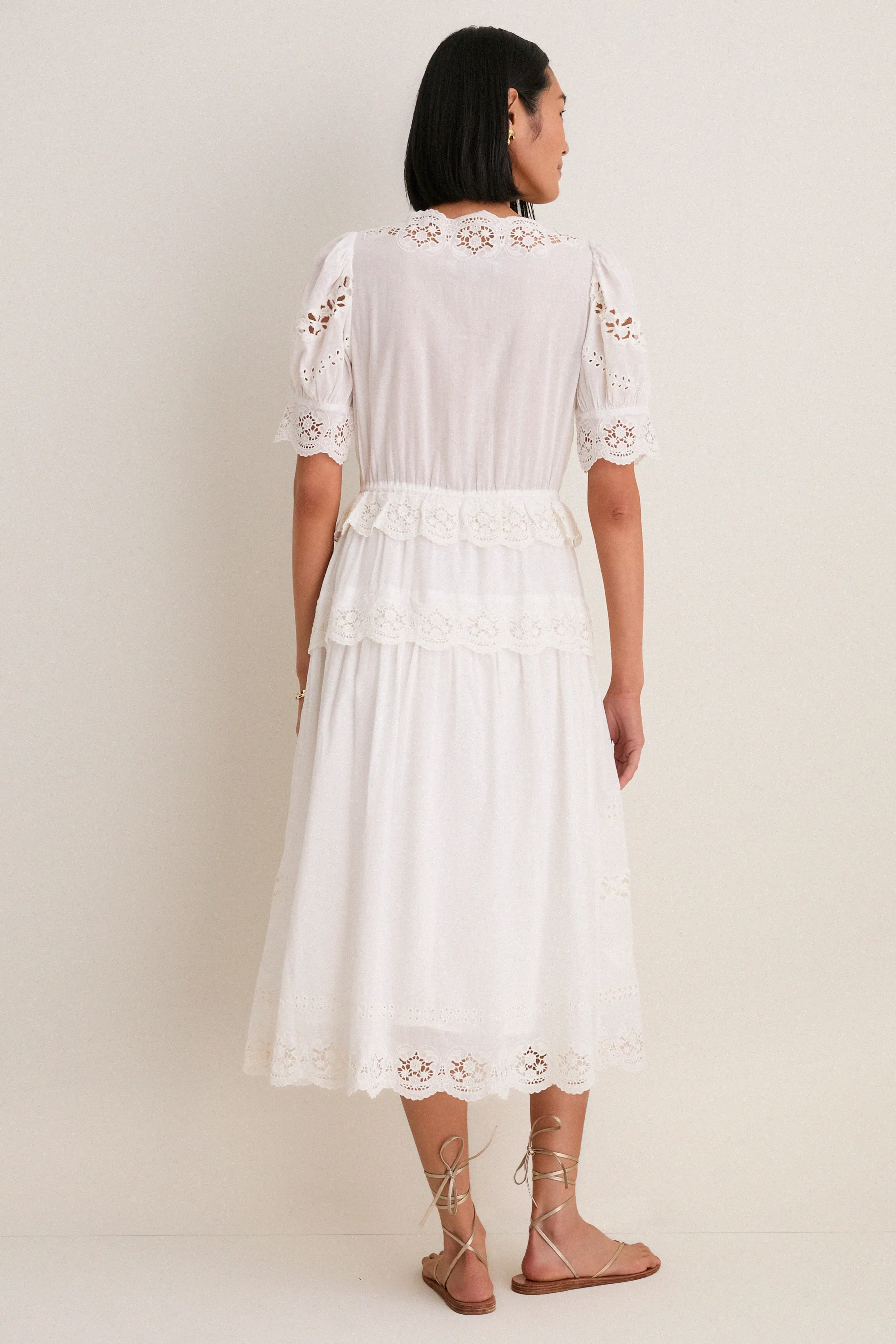 Cream Sofia Embroidery Puff Sleeve Dress sold by Tuckernuck product image thumbnail 4