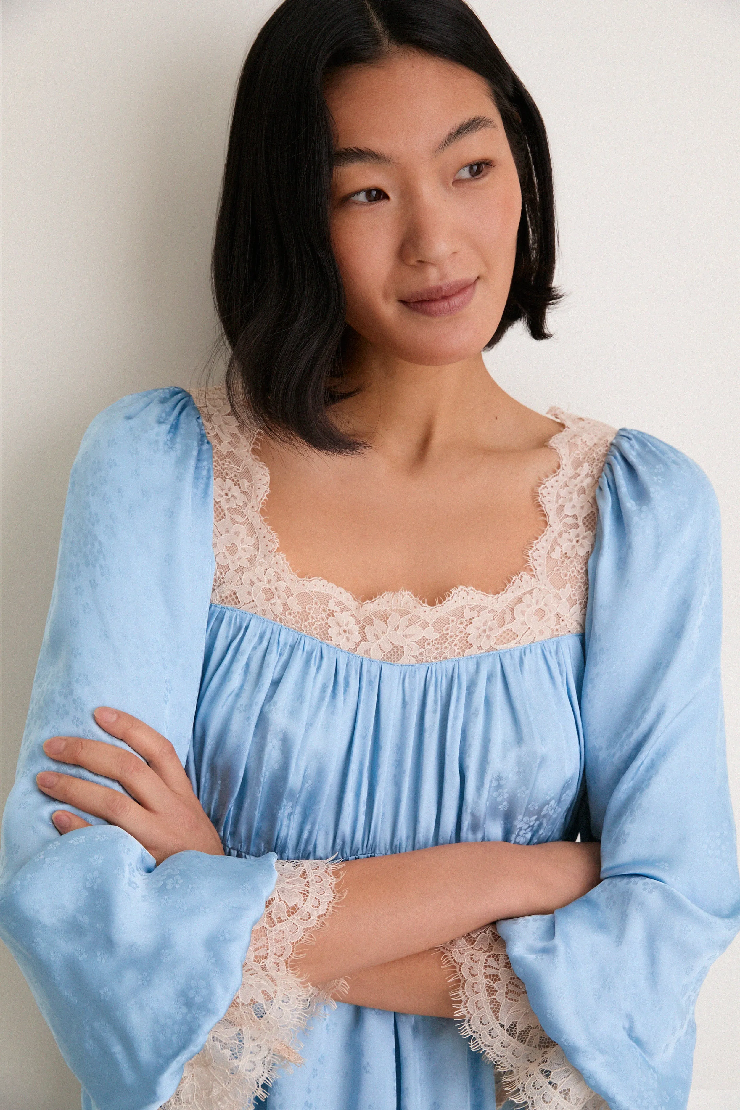 Blue Ethel Solid Mini Long Sleeve Dress sold by Tuckernuck product image thumbnail 5