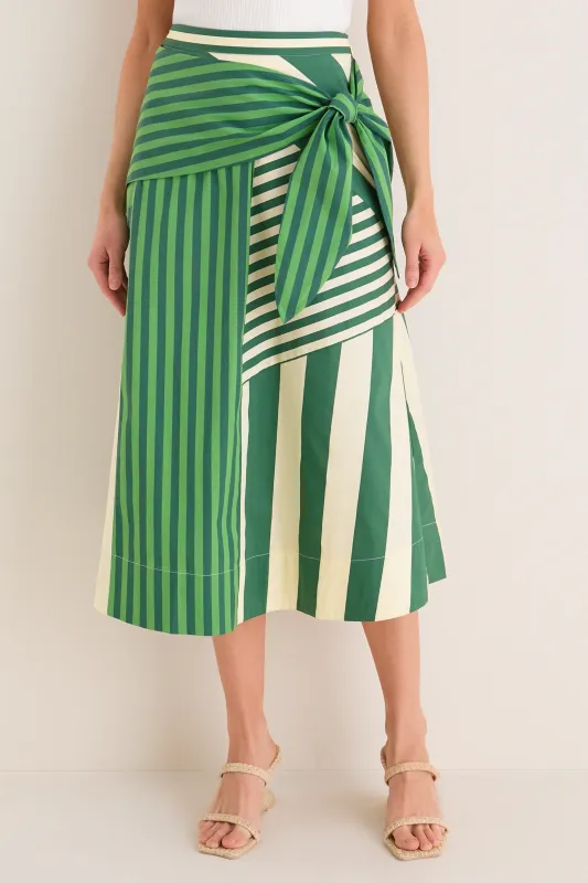 Green Stripe Combo Vita Wrap Skirt sold by Tuckernuck