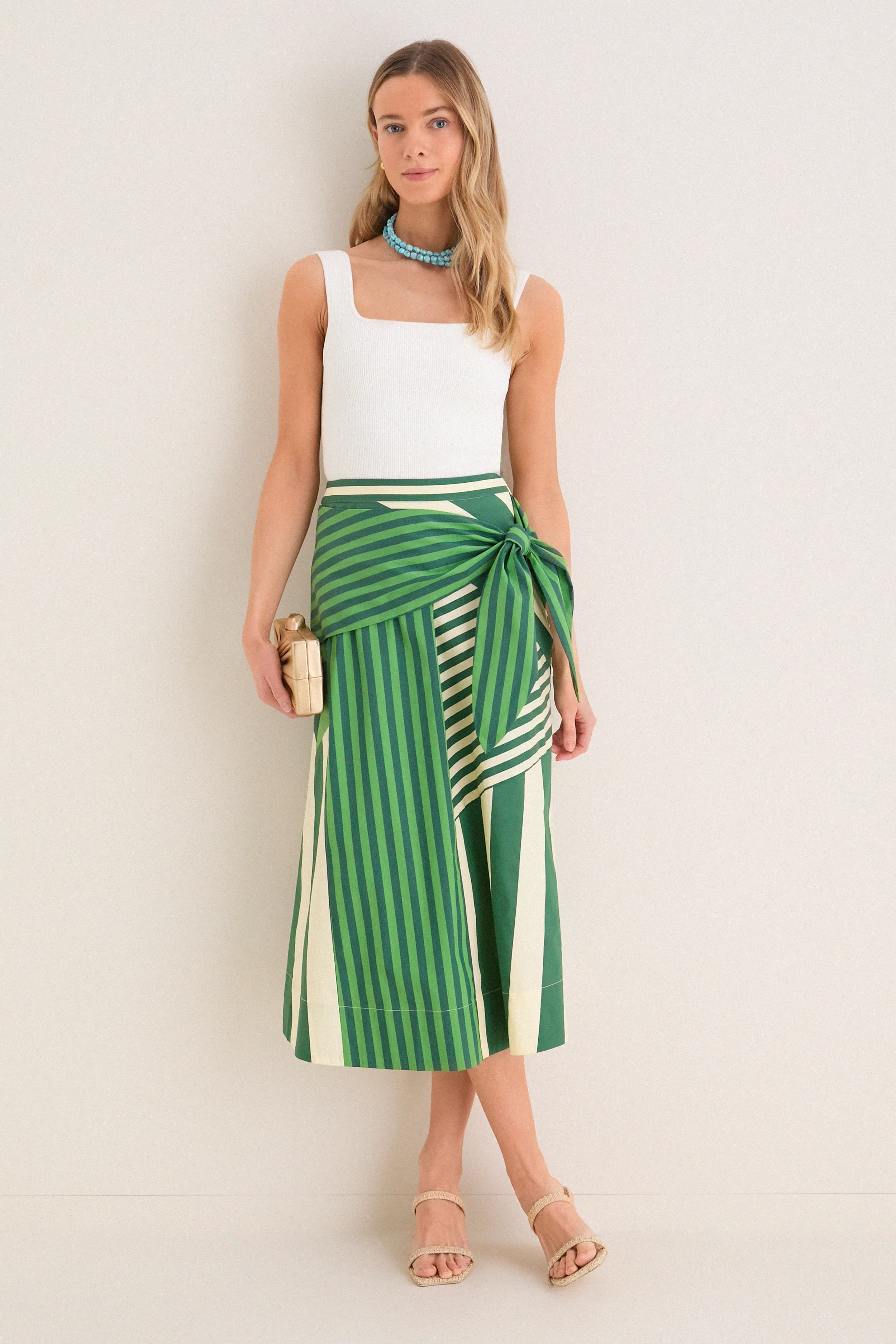 Green Stripe Combo Vita Wrap Skirt sold by Tuckernuck product image thumbnail 2