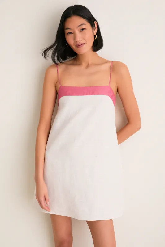 Blush and Canyon Linen Laura Mini Dress made by STAUD