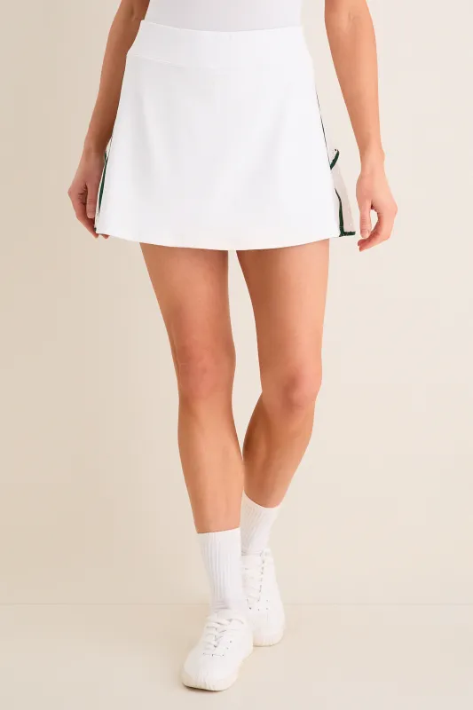 White 14 Inch Ruffle Connie Tennis Skirt made by Tuckernuck
