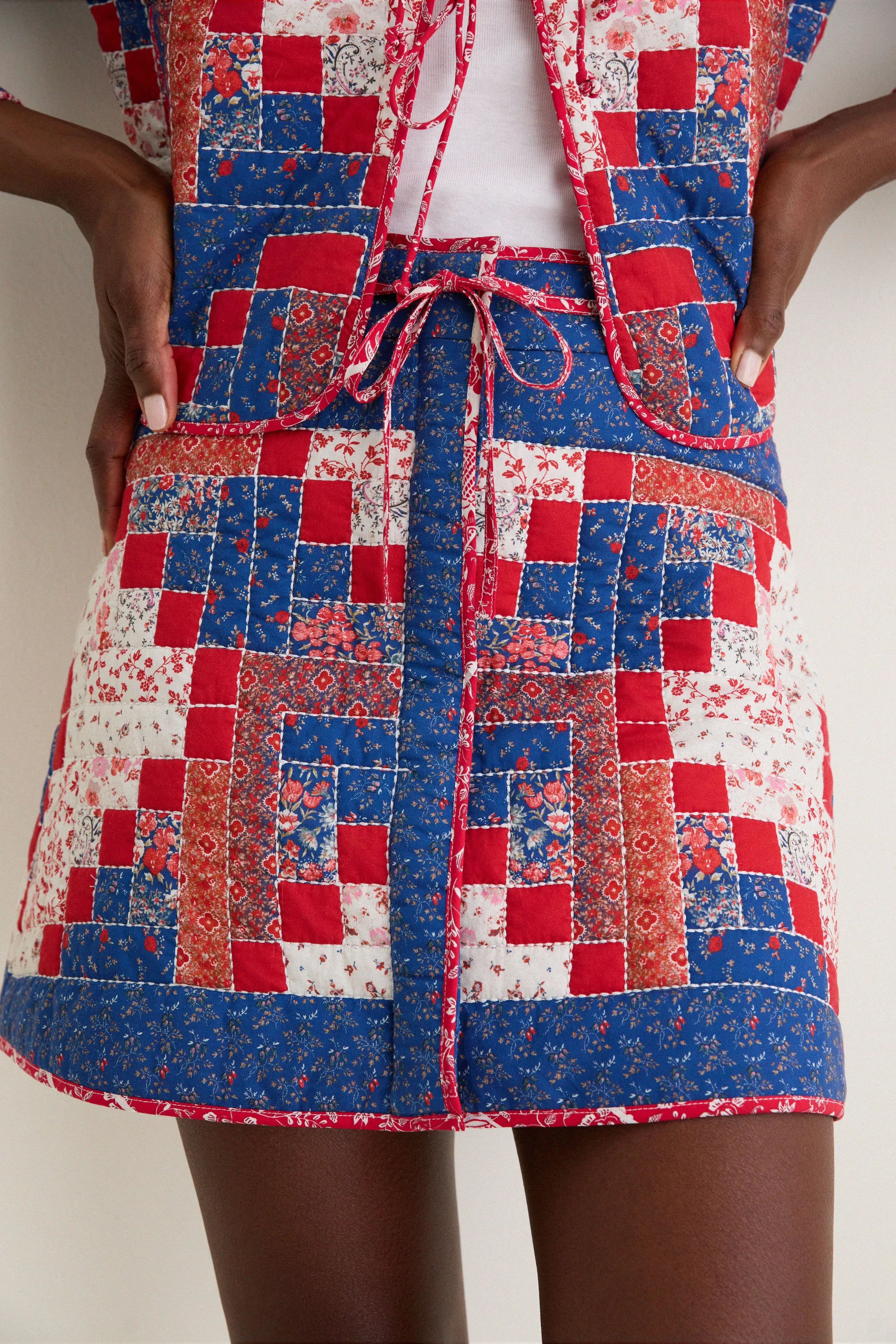 Blue Multi Quilted Louise Mini Skirt sold by Tuckernuck product image thumbnail 5