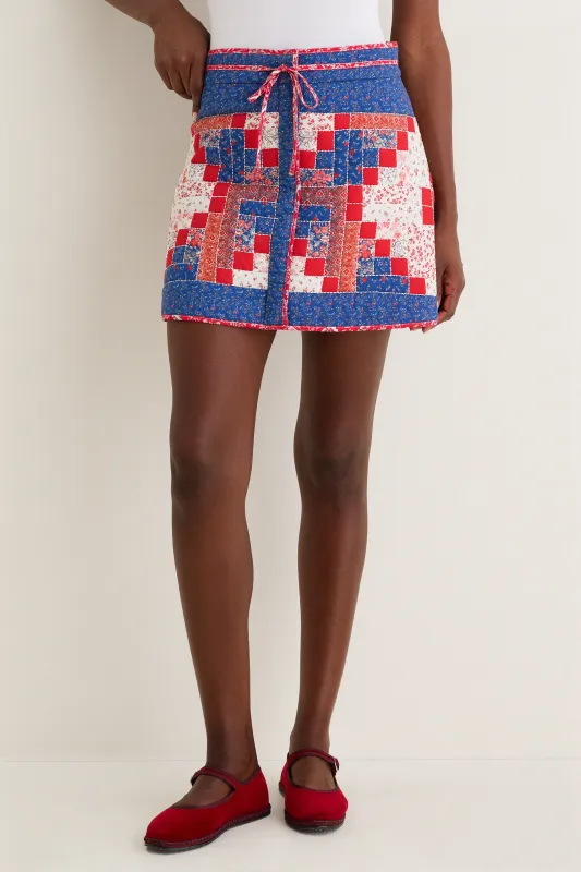 Blue Multi Quilted Louise Mini Skirt sold by Tuckernuck