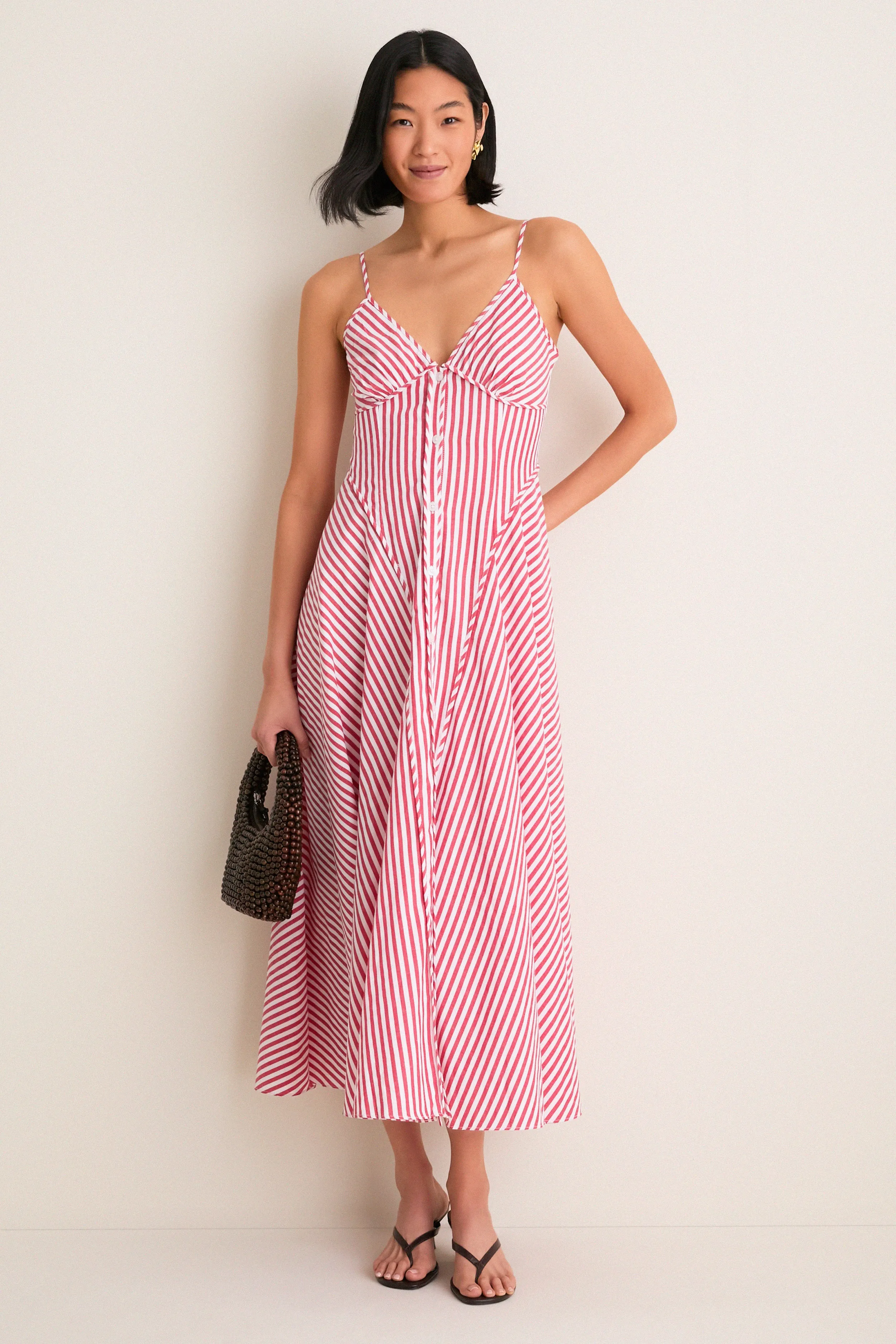 Red and White Striped Arabella Midi Dress sold by Tuckernuck product image thumbnail 3