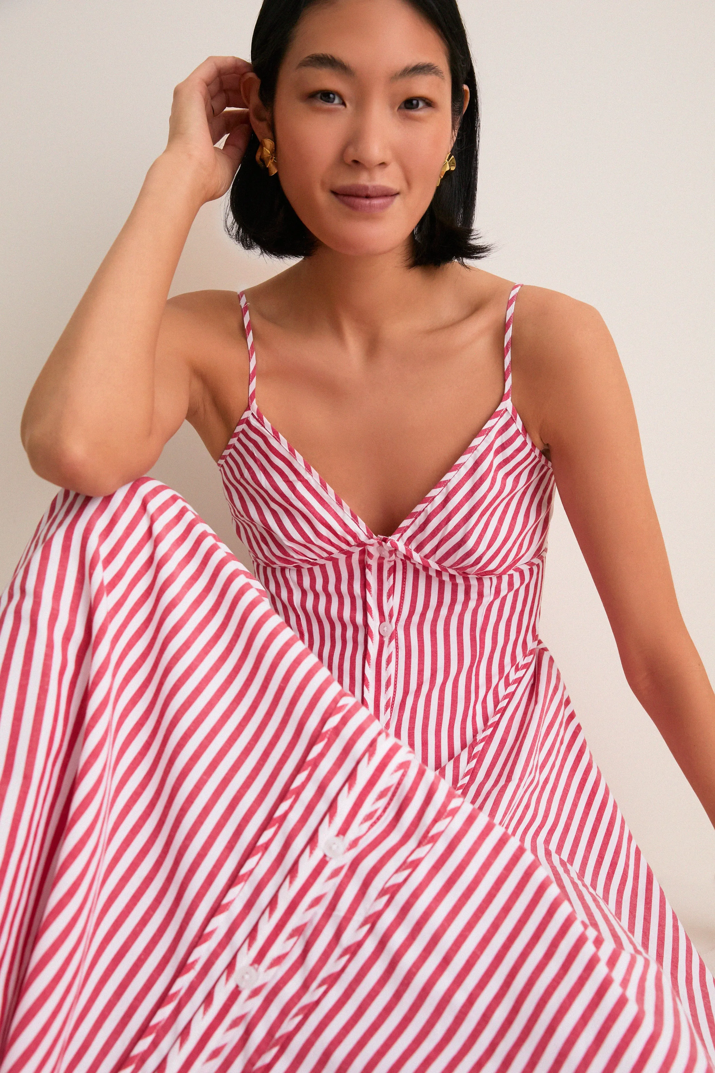 Red and White Striped Arabella Midi Dress sold by Tuckernuck product image thumbnail 2