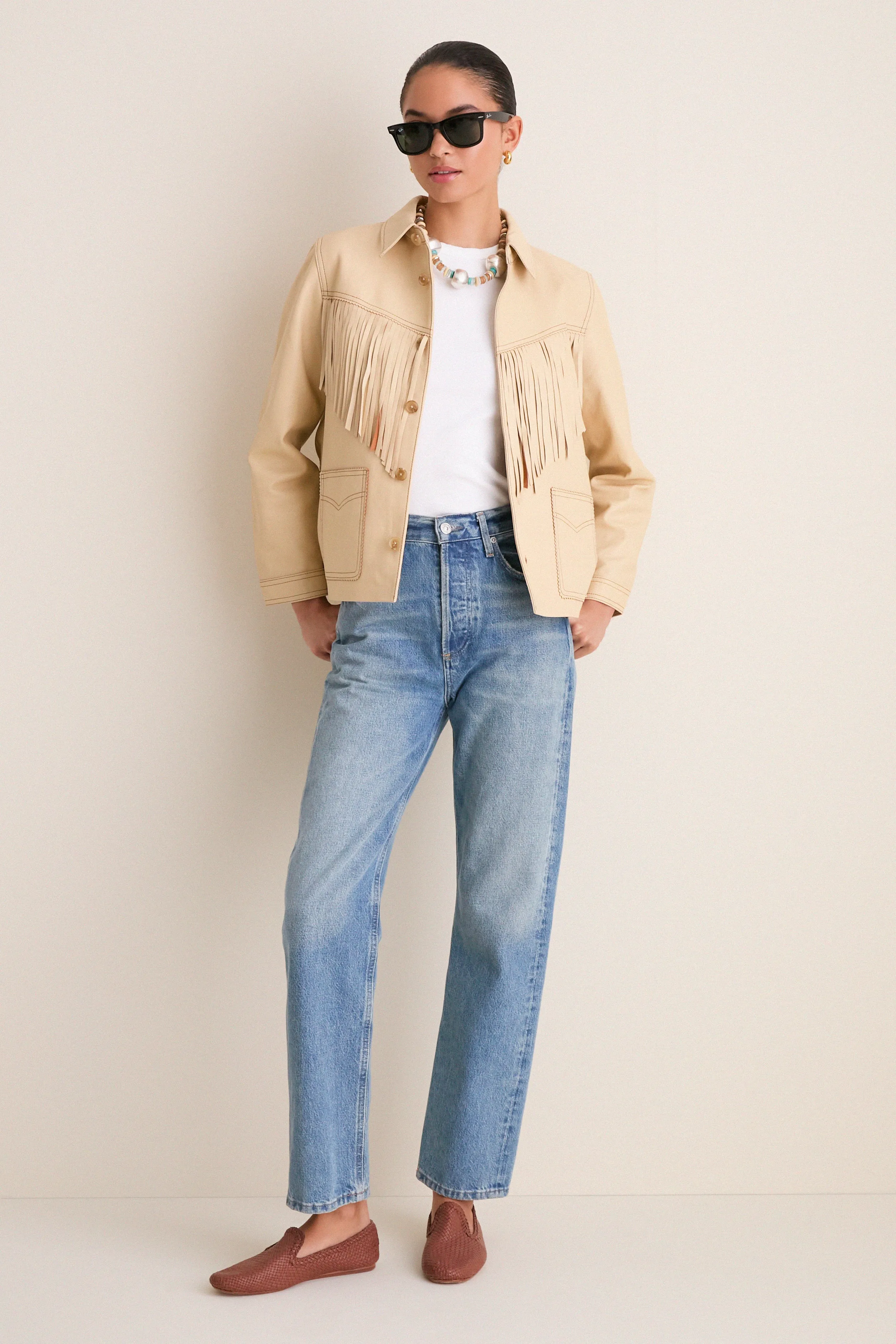 Toasted Almond Leather Fringe Jacket sold by Tuckernuck product image thumbnail 2