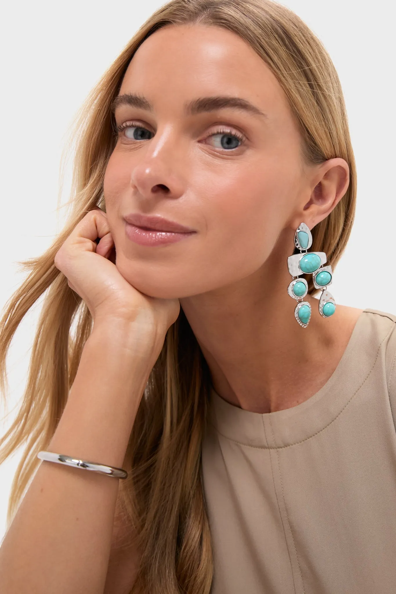 Silver Turquoise Stone Earrings sold by Tuckernuck product image thumbnail 2