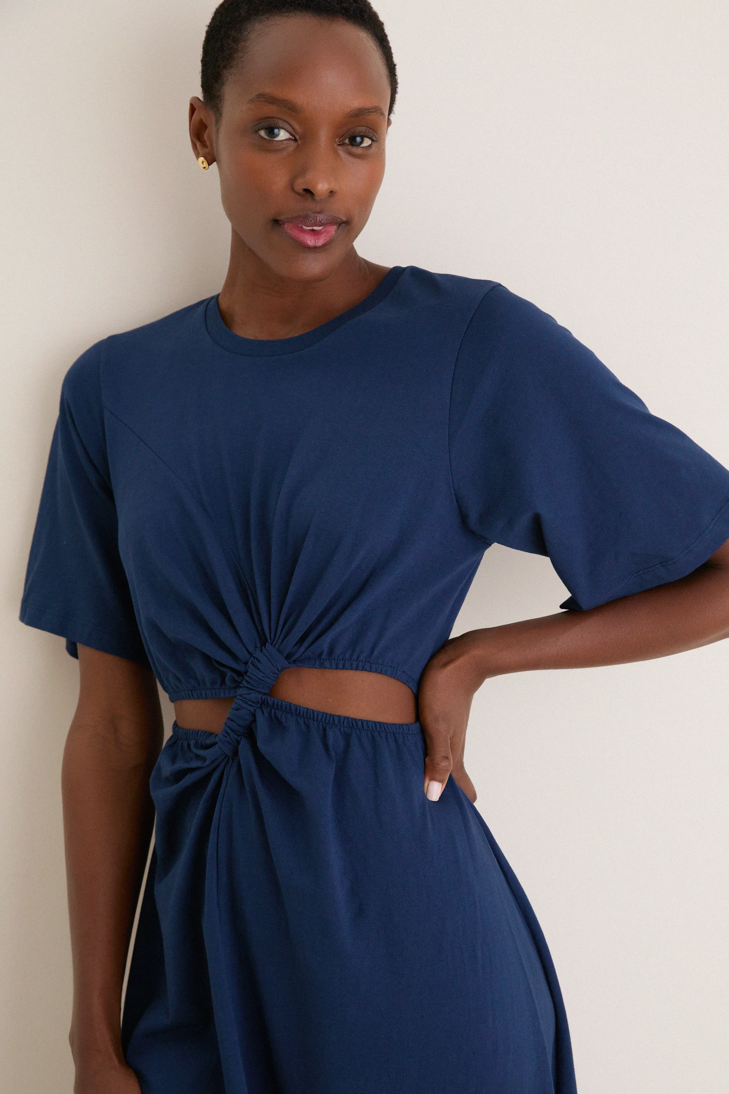 Dark Blue Short Sleeve Midi Dress sold by Tuckernuck product image thumbnail 4