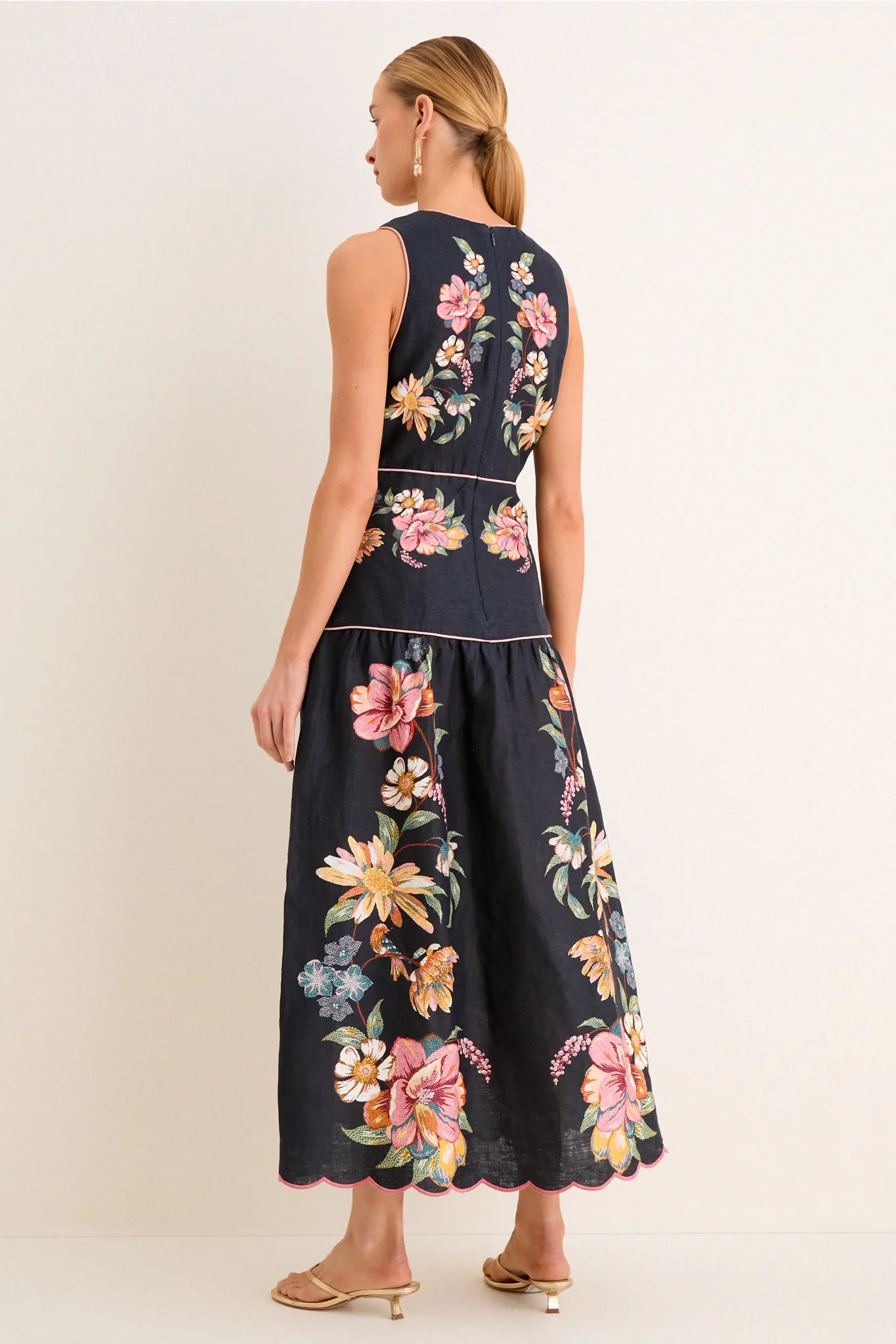 Maira Floral Dark Blue Midi Dress sold by Tuckernuck product image thumbnail 5